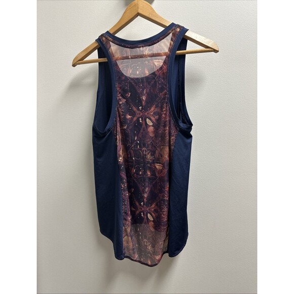 CALIA Tank Top Limited Edition Sheer Mesh Patterned Sleeveless Top Navy Blue - Picture 1 of 4
